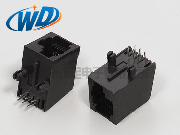 90度側(cè)插6P6C RJ11無(wú)耳右歪  電話接口6針右扣式