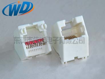 45度插入 RJ45 8針 全塑白色網絡插座